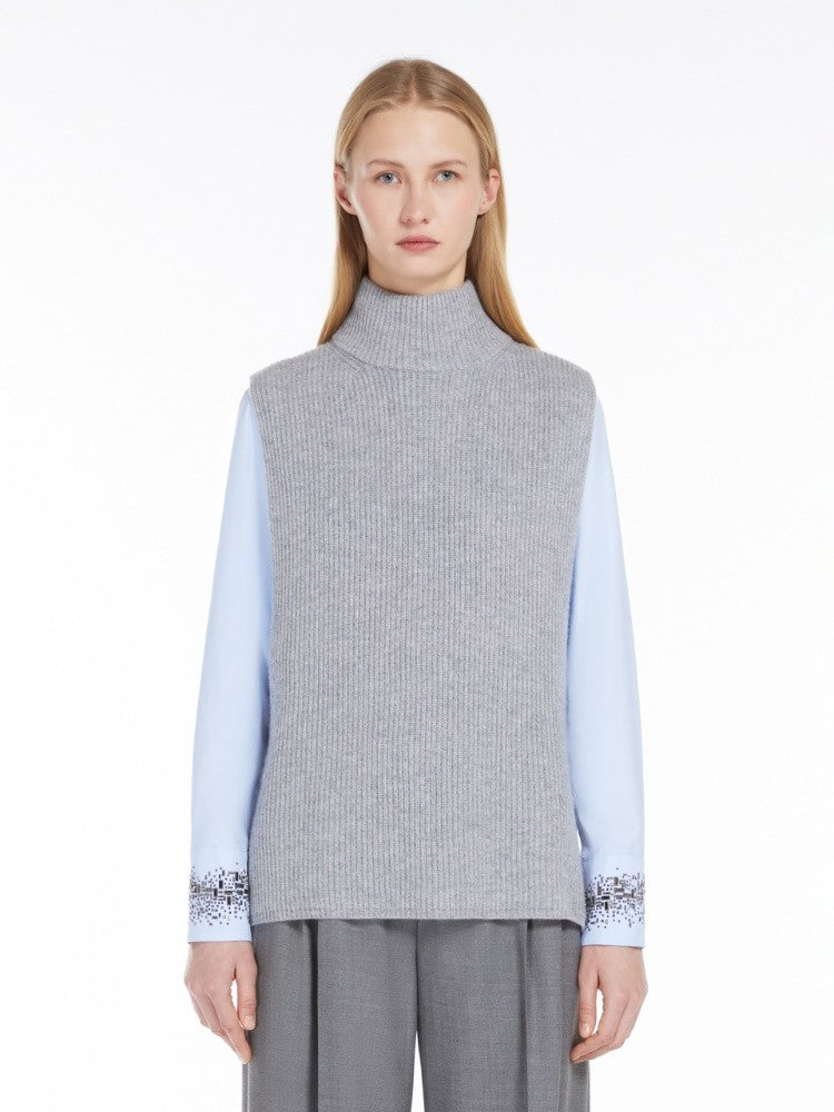Max Mara High Neck Sleeveless Gilet In Cashmere-Blend Knit