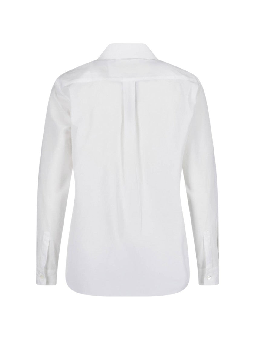 Comme Des Garçons White Peter Pan Collar Pleated Shirt