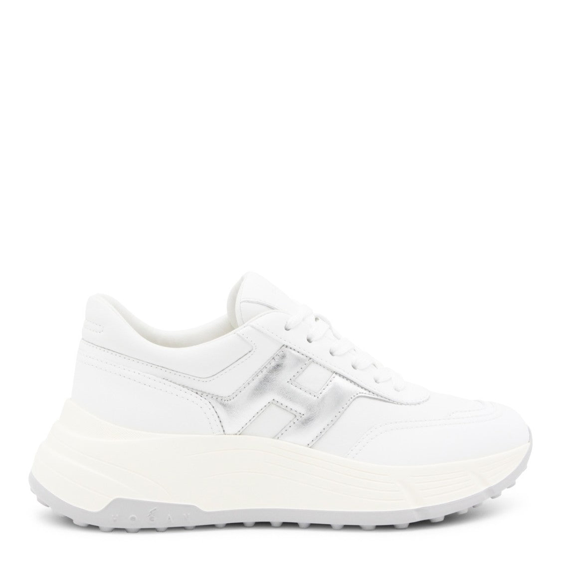 Hogan White And Silver Leather Sneakers