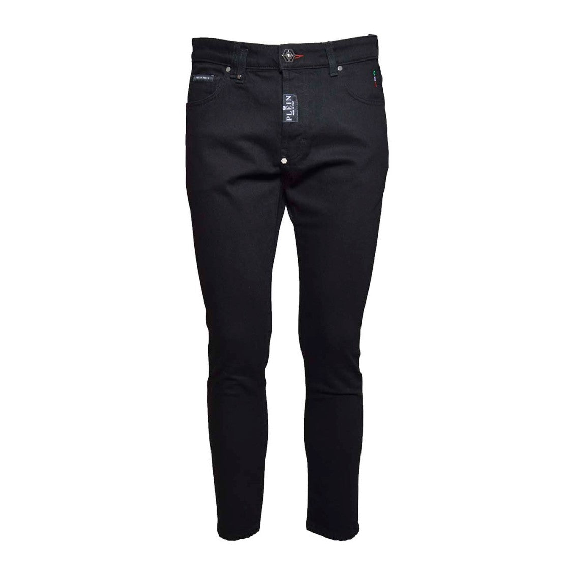 Philipp Plein Straight Skinny Fit Jeans In Black Denim
