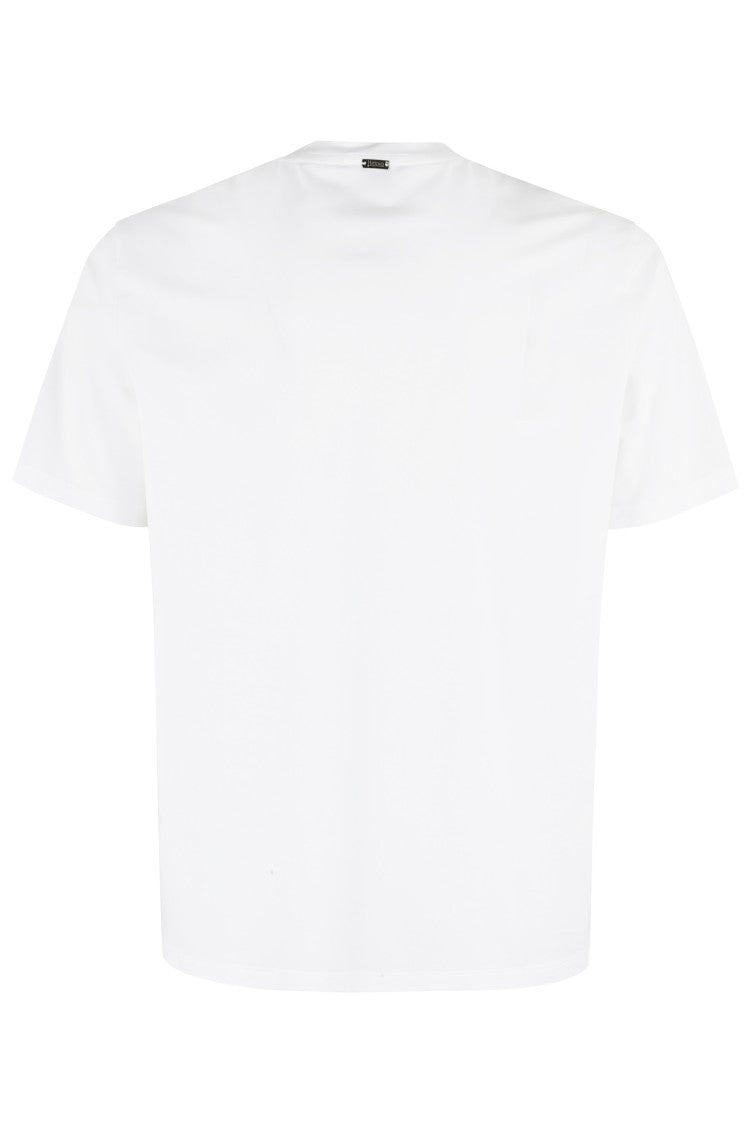 Herno White Stretch Cotton T-Shirt With Crew Neckline