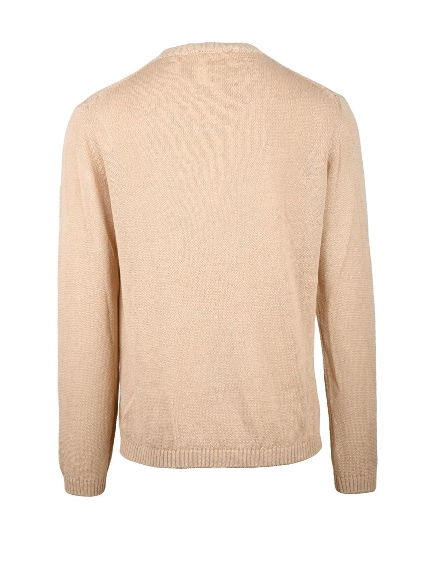 Daniele Fiesoli Beige Crewneck Linen-Blend Sweater
