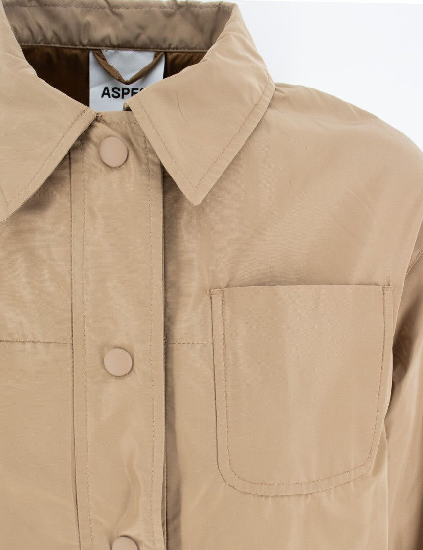 Aspesi Mid-Length Camel Jacket With Snap Button Closure