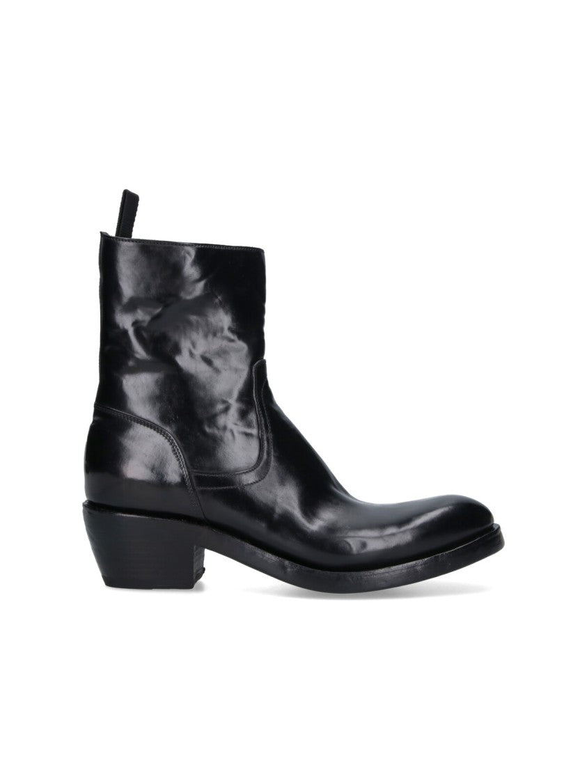 Premiata Black Leather Pointed Zip Ankle Boots