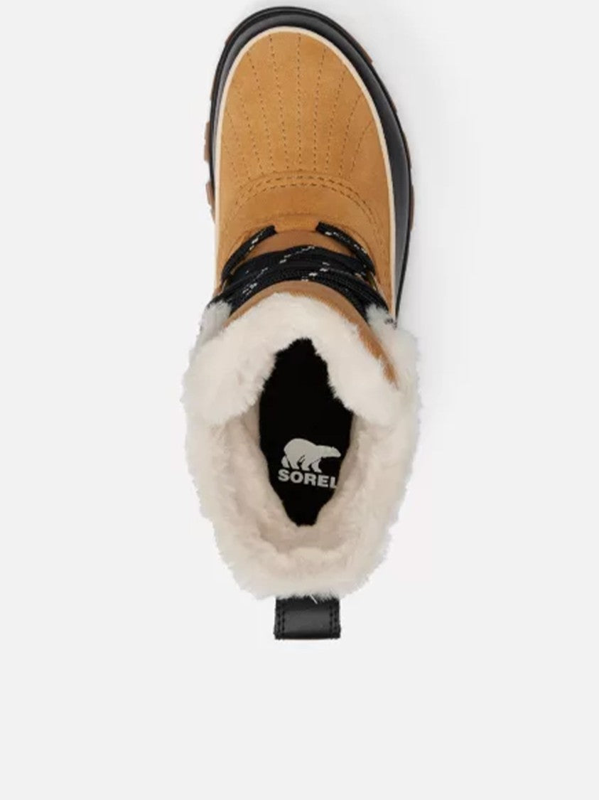 Sorel Ankle-High Rugged Tan Suede Boots With Faux Fur Lining