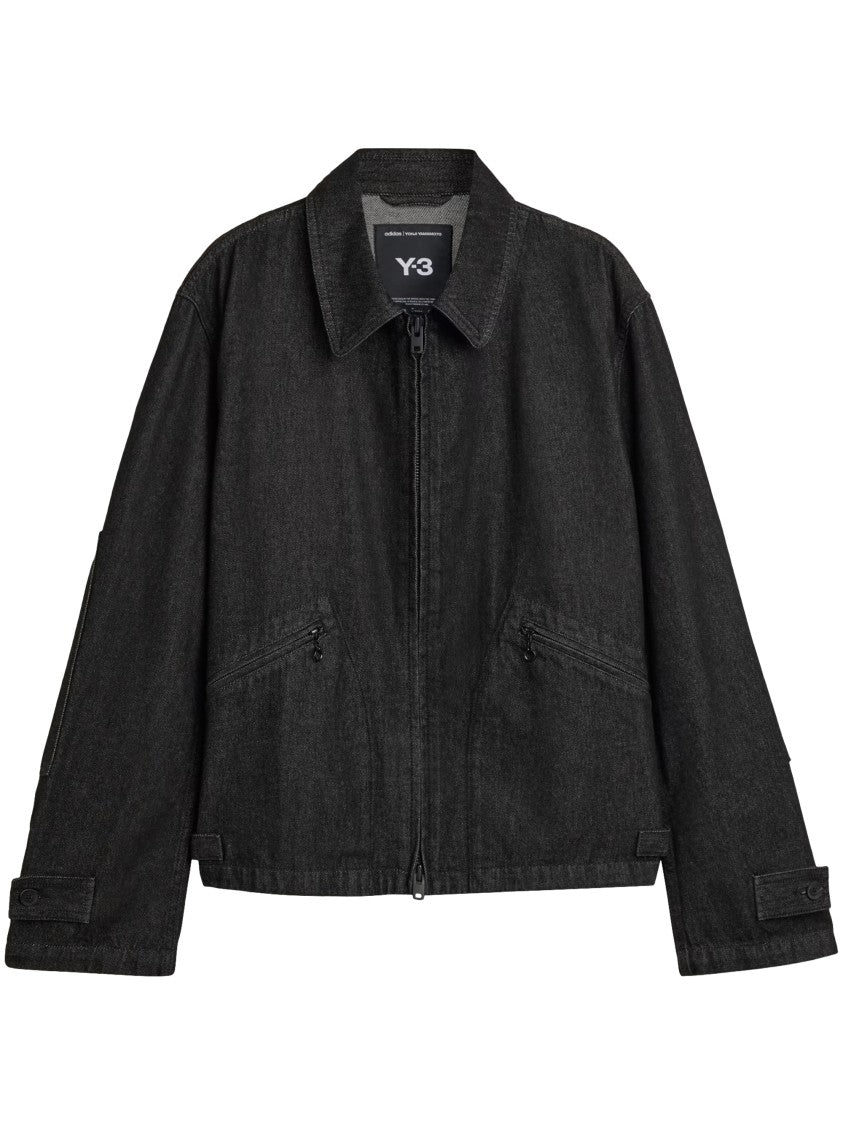 Y-3 M Denim Boxy Cropped Zip Denim Jacket