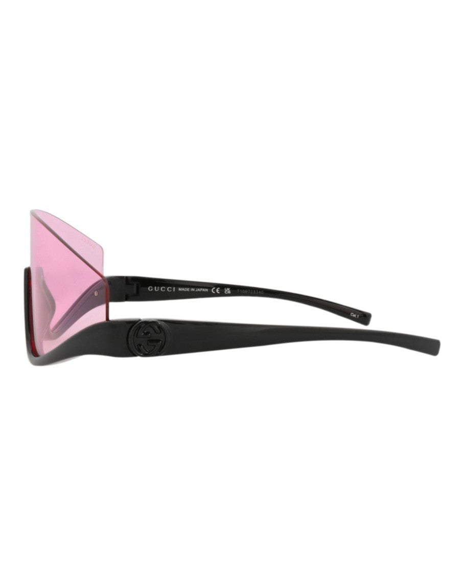 Gucci Shield-Frame Injection Sunglasses With Saddle Nose Bridge