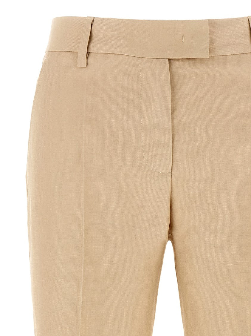 Alberto Biani Linen Blend Chinos With Front Pleat