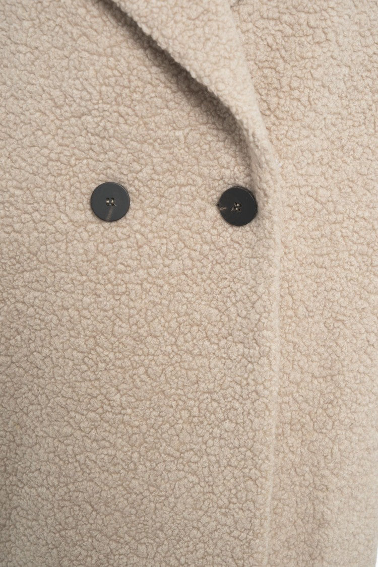 Harris Wharf London Double-Breasted Teddy Coat With Classic Notched Collar