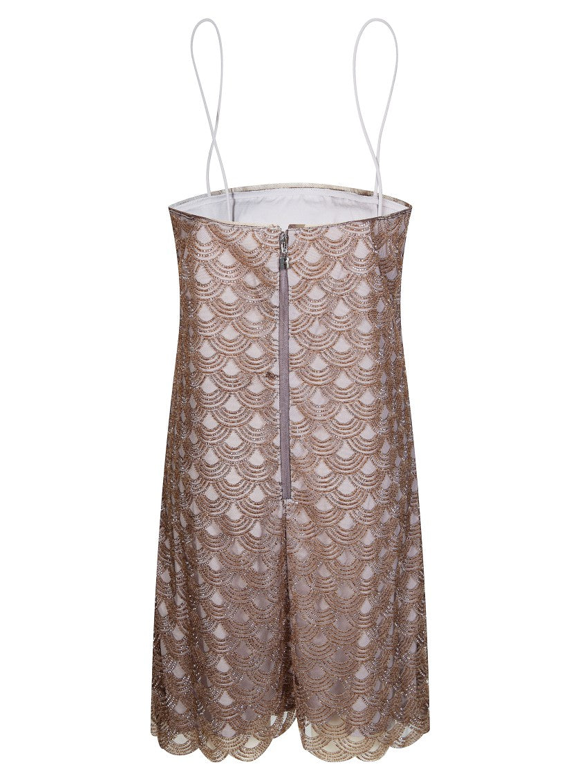 Rotate Scalloped Sequin Spaghetti Strap Mini Dress