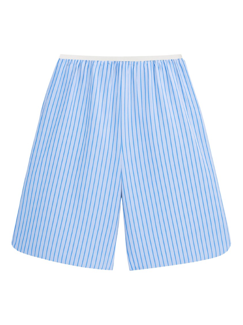 The Frankie Shop Light Blue Striped Cotton Shorts