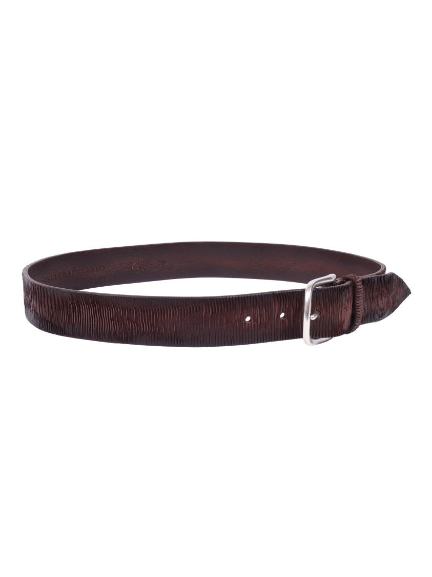 Claudio Orciani Dark Brown Textured Calf Belt