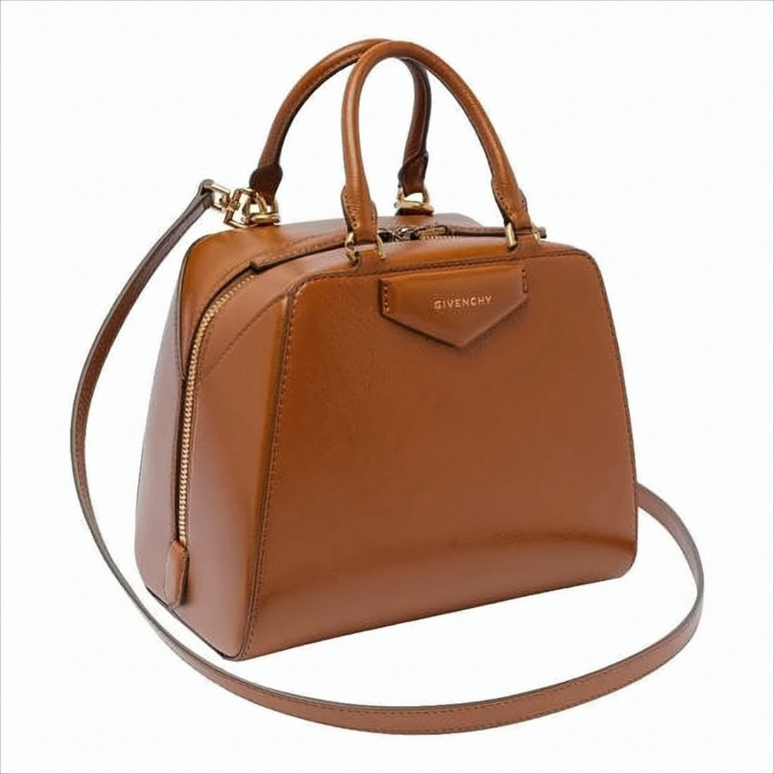 Givenchy Structured Brown Buffalo Leather Tote Bag With Polished Finish