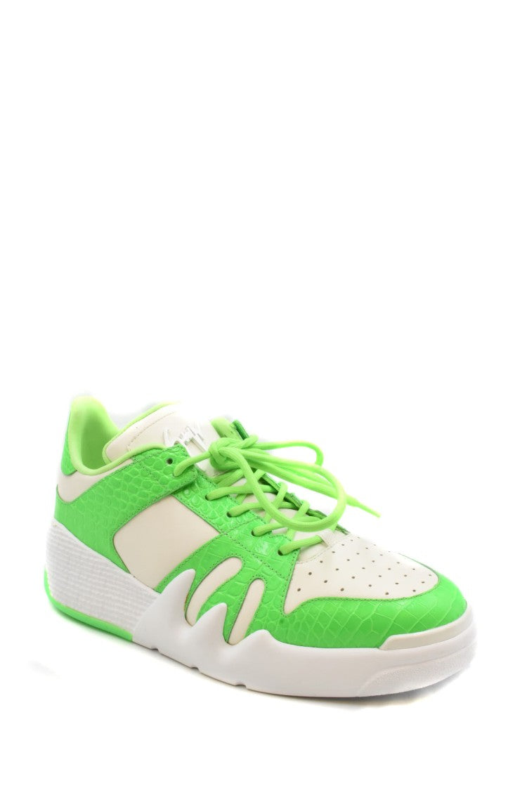 Giuseppe Zanotti Multicolor Wavy Jagged Platform Croc-Embossed Leather Sneakers