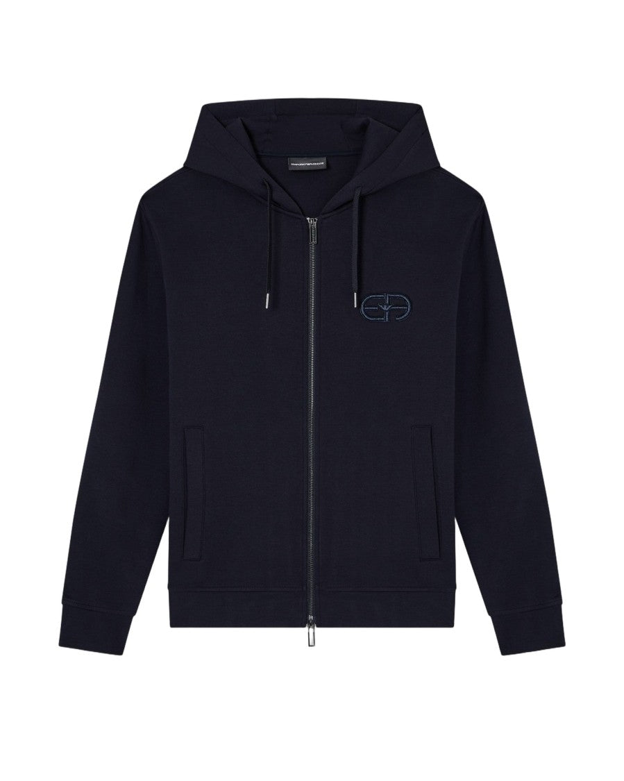 Emporio Armani Drawstring Hooded Zip-Up Sweatshirt With Embroidered Logo