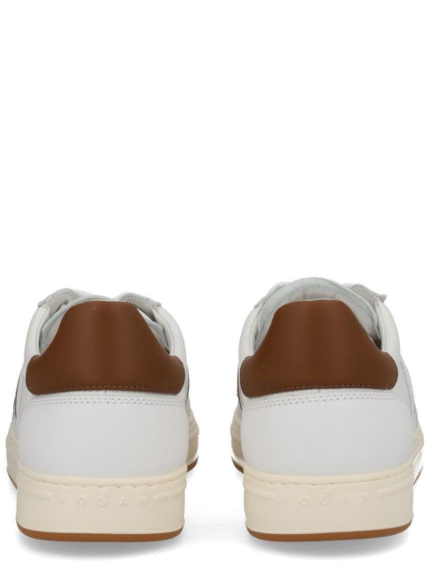 Hogan White H Logo Leather Accent Sneakers