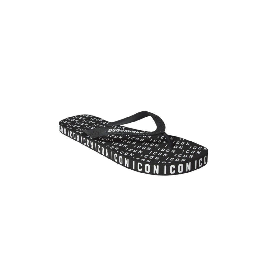 Dsquared2 Black Rubber Logo Flip Flops