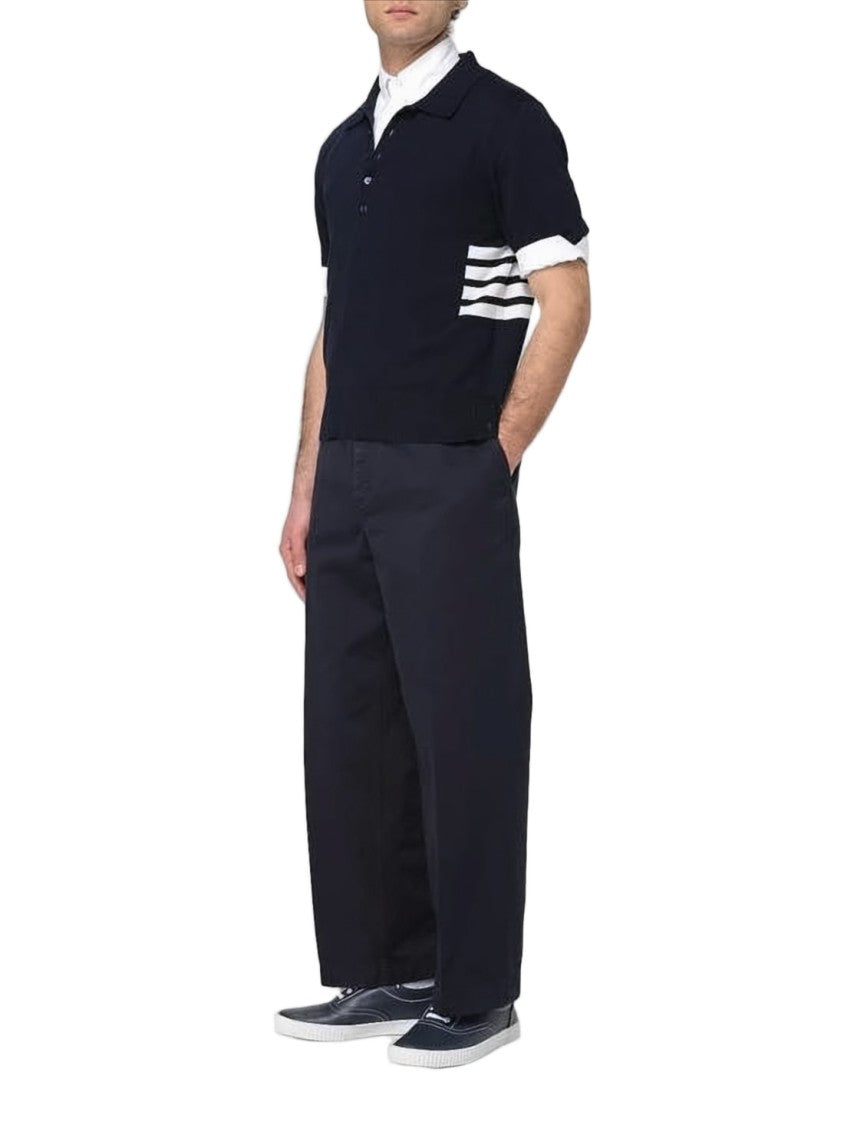 Thom Browne Short-Sleeved Polo Shirt With Contrasting Stripes