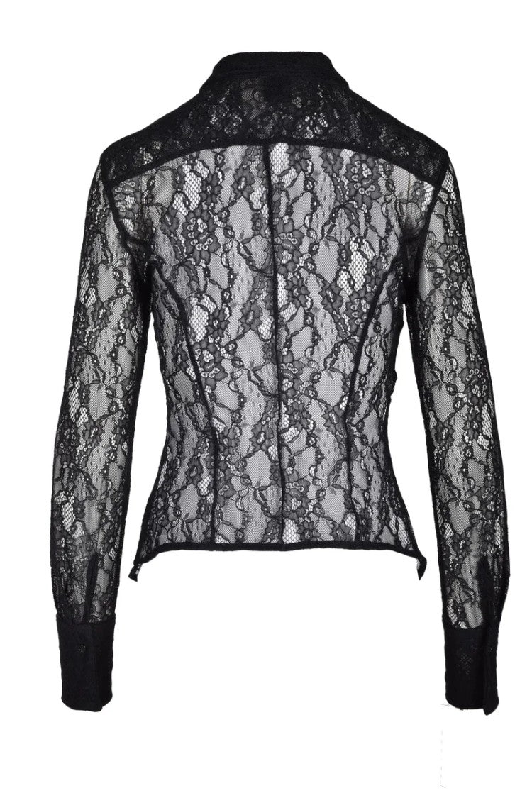 Pinko Sheer Lace Black Shirt