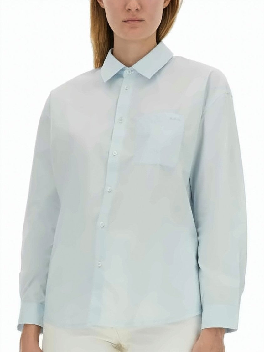 A.P.C. Light Blue Button-Up Shirt With Classic Collar