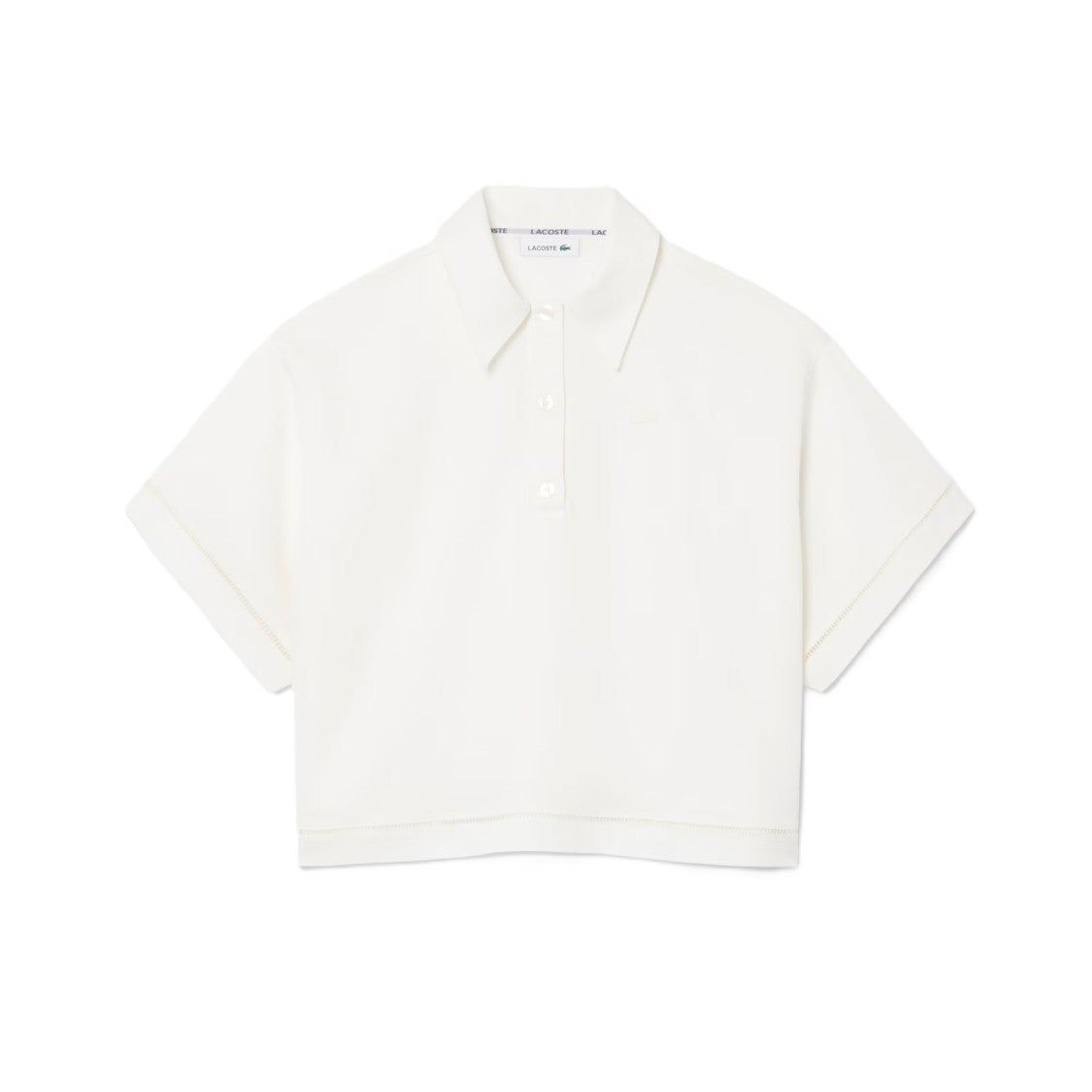 Lacoste White Cropped Short-Sleeved Polo Shirt