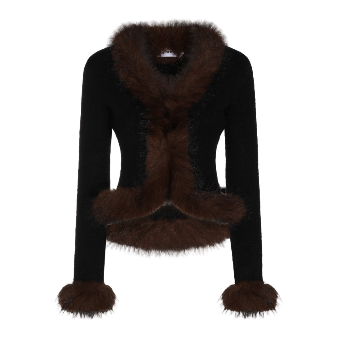 Self-Portrait Fitted Fur-Trim Knit Sweater
