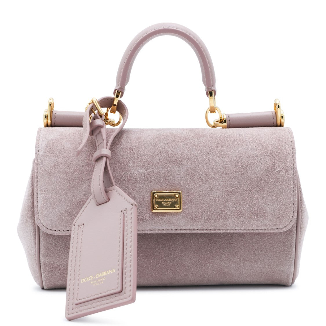 Dolce & Gabbana Structured Suede Handbag With Smooth Leather Accents
