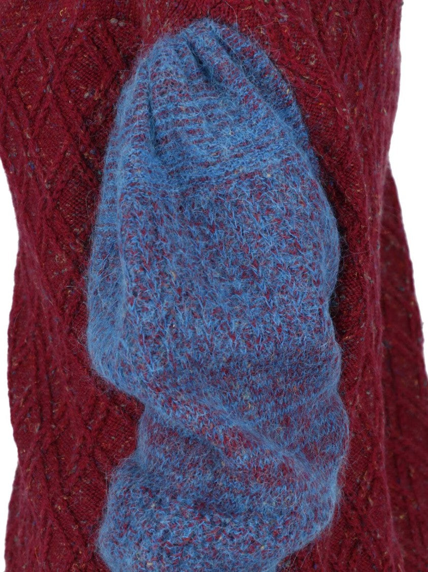 Vivienne Westwood Romy Bordeaux Red High Collar Wool-Blend Sweater