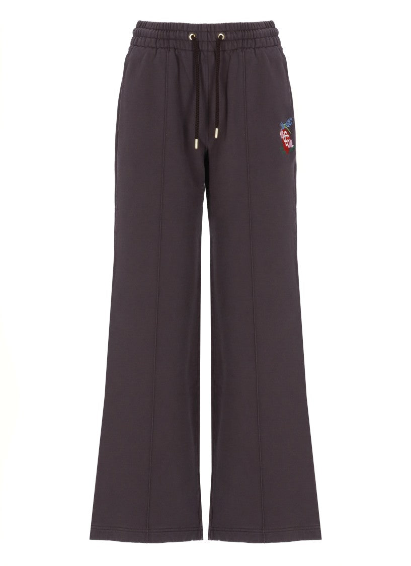 Casablanca Wide-Leg Cotton Trousers With Embroidered Motif