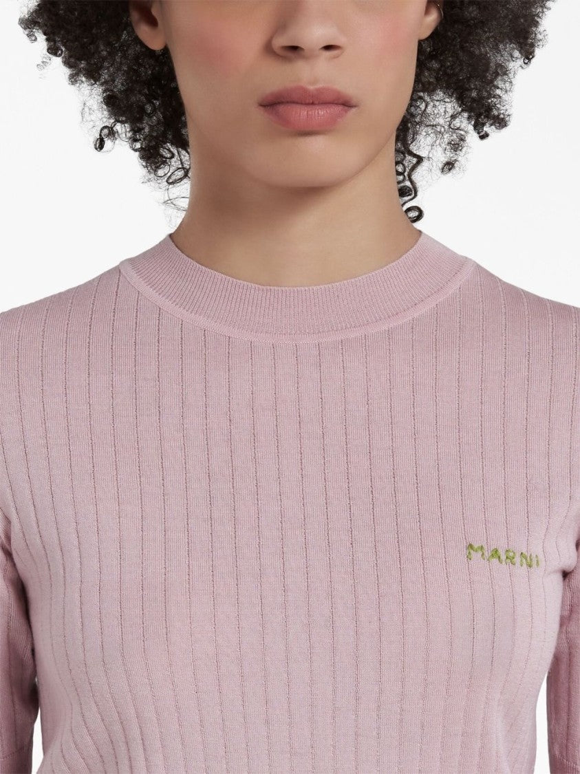Marni Ribbed Knit Top With Fitted Silhouette