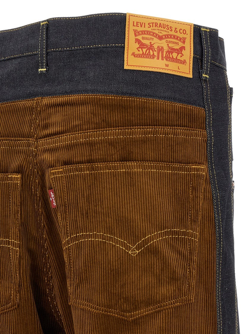 Junya Watanabe Cotton Denim Jeans With Corduroy Back And Contrast Stitching