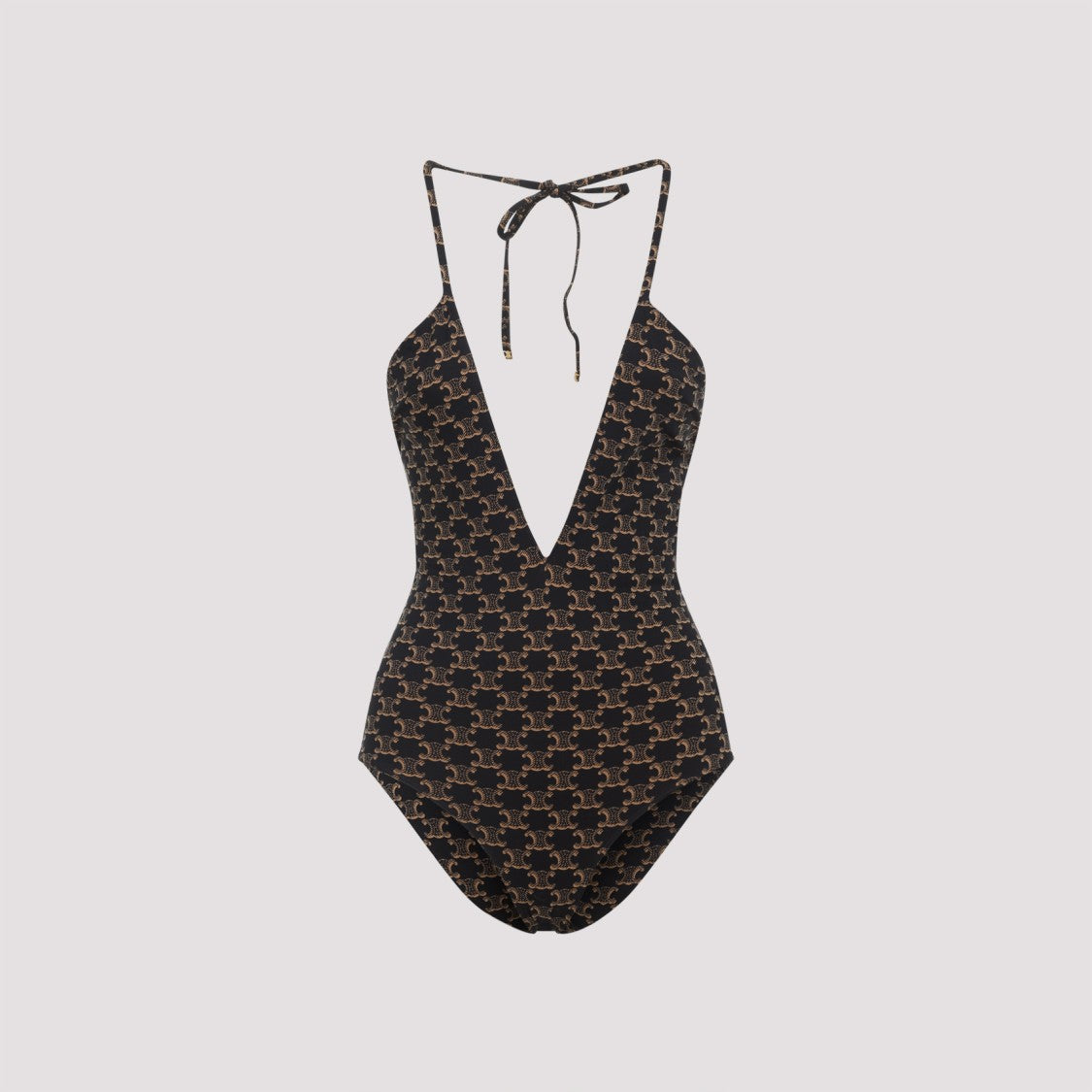 Celine Monogram Deep V-Neck One-Piece Swimsuit