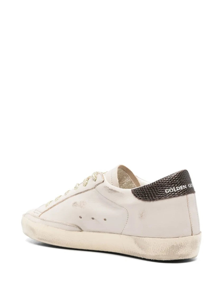 Golden Goose Star-Embellished Grey Leather Sneakers