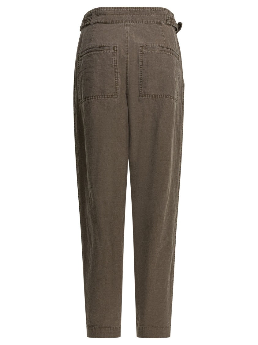 Isabel Marant Étoile High-Waisted Tapered Brown Pants With Elasticated Waistband