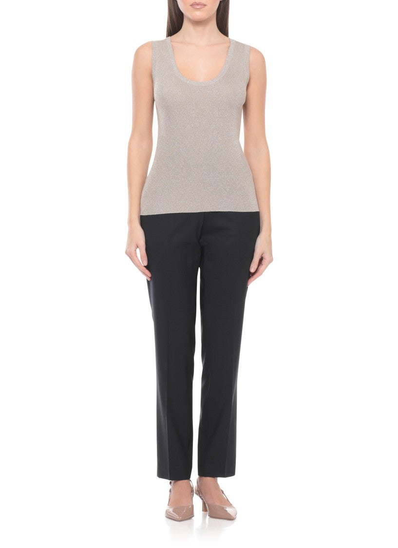 Fabiana Filippi Beige Lurex Viscose Tank Top
