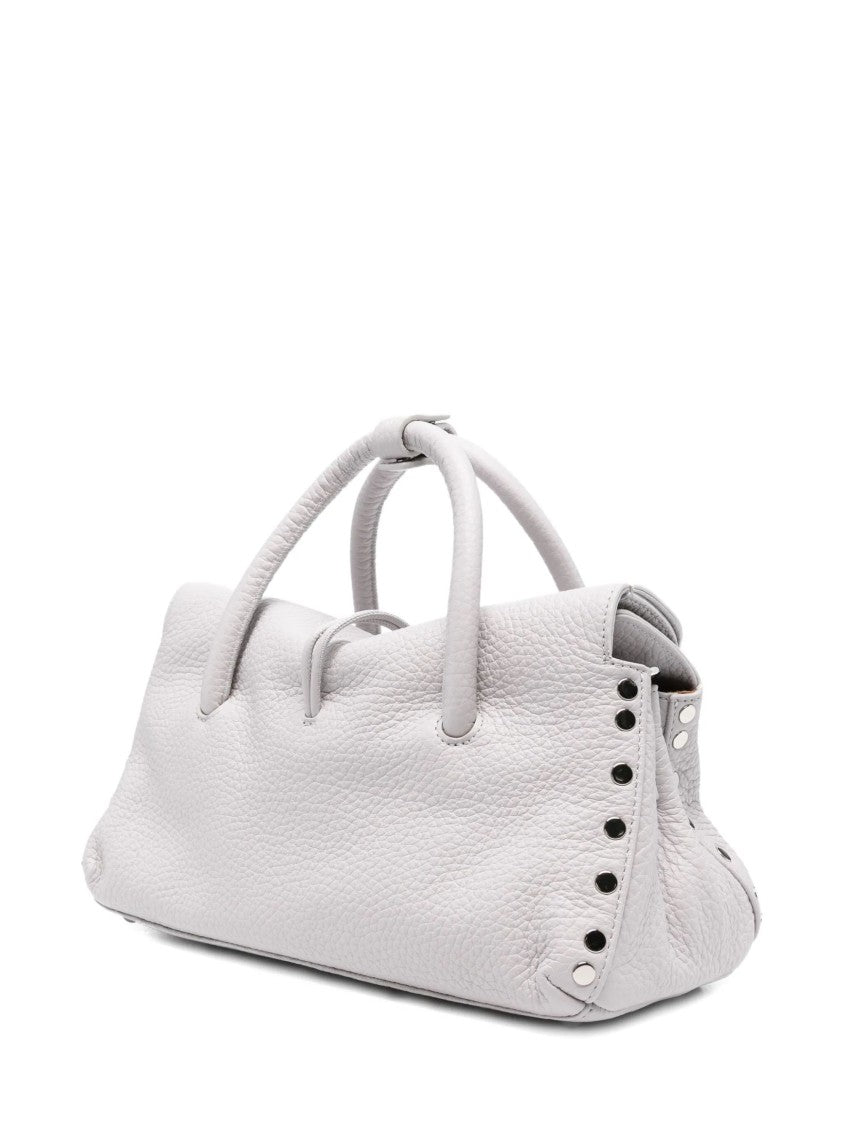 Zanellato White Grained Texture Turn Lock Shoulder Bag