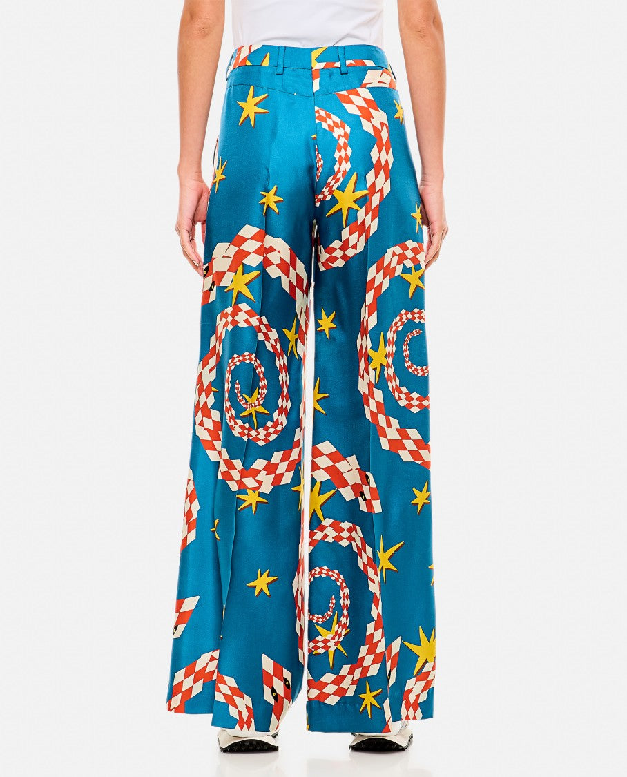 Alberto Biani Multicolor Spiral And Star Pattern Wide Pants