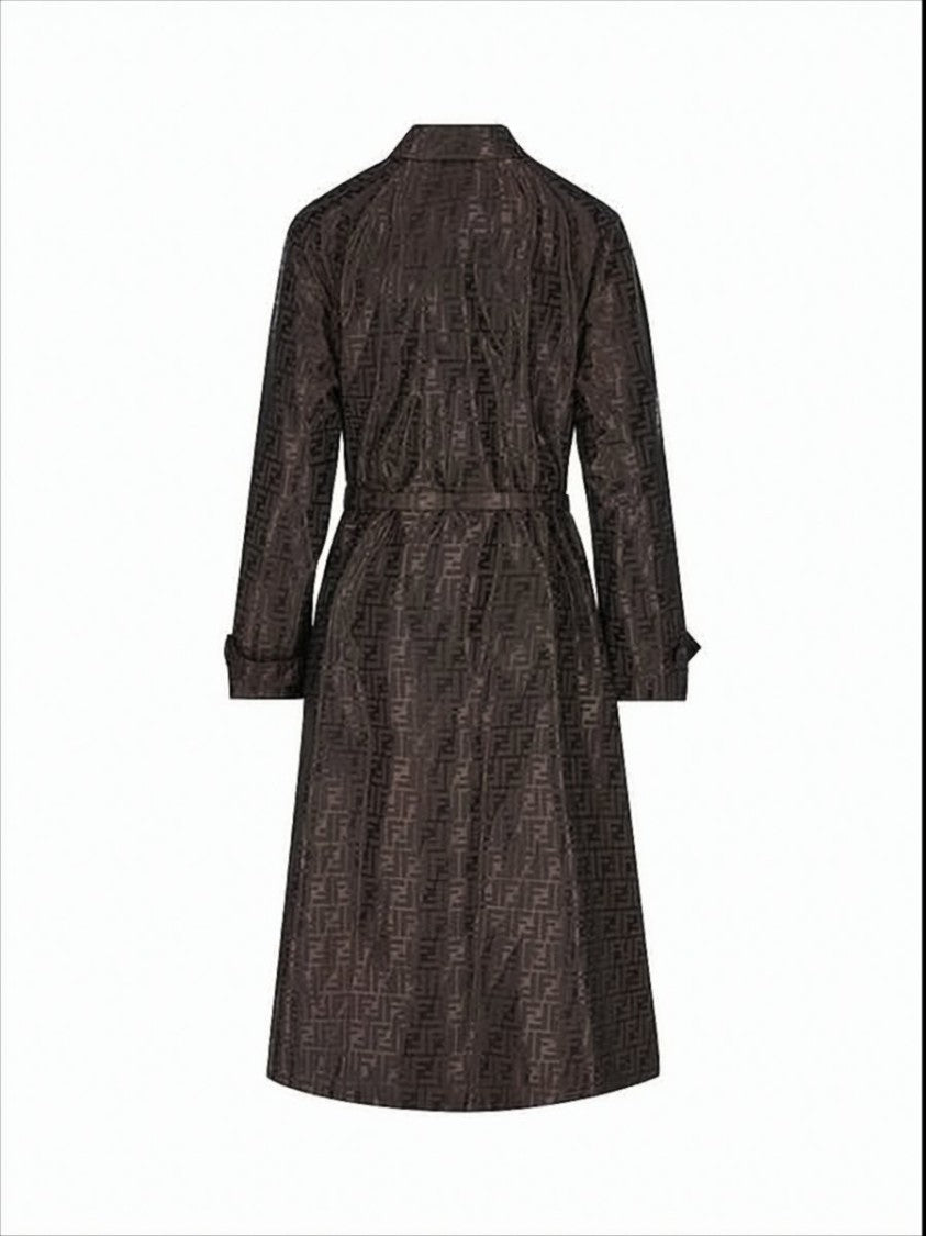 Fendi Belted Black Jacket With Embossed Detailing