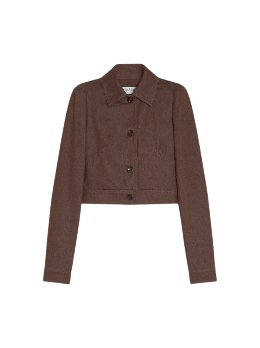 Max Mara Cropped Brown Coat With Classic Collar