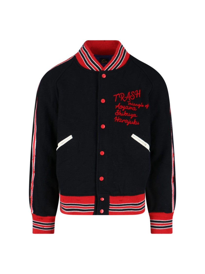 Needles Logo Bomber Jacket – Black/Red