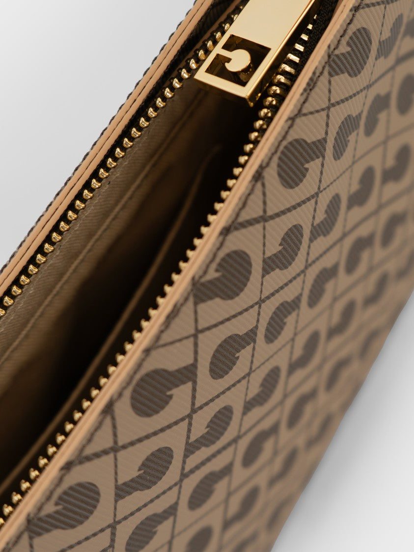 Gherardini Rectangular Brown Geometric Pattern Crossbody Bag