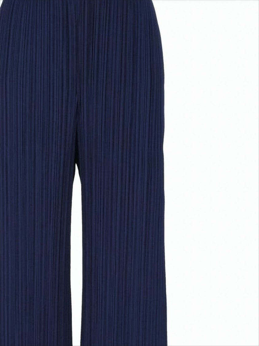 Pleats Please Wide-Leg Pleated Trousers With Elastic Waistband