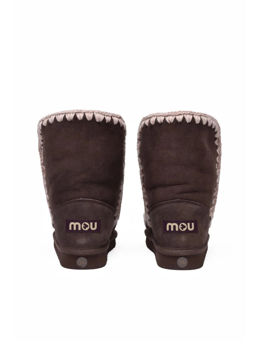 Mou Brown Suede Whipstitch Eskimo Boots