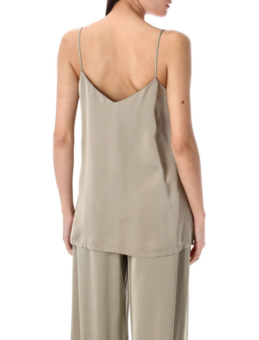 Fabiana Filippi V-Neck Sleeveless Top In Silky Viscose Fabric