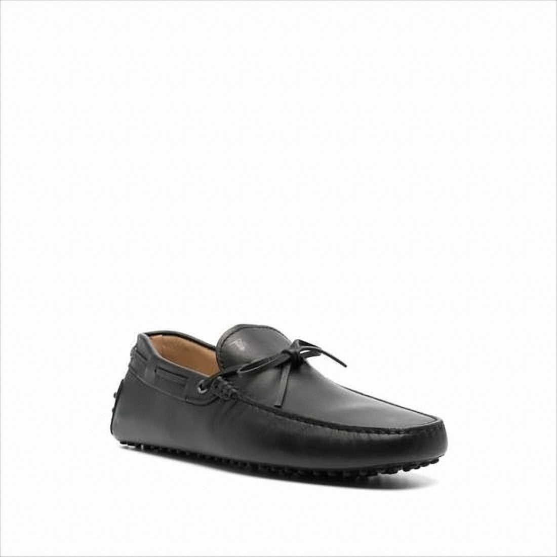 Tod's Black Leather Loafers With Moccasin Toe And Bow Detail