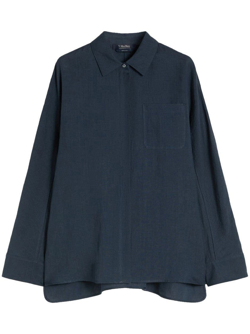 Max Mara Blue Smmgala Loose-Fitting Cotton Shirt
