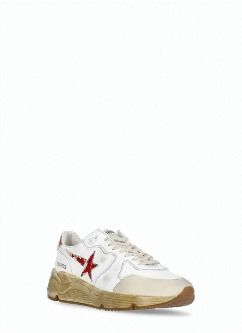 Golden Goose Distressed White Leather Sneakers