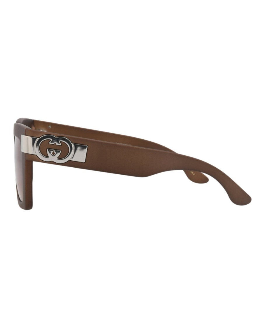 Gucci Brown Square-Frame Injection Sunglasses With Silver-Logo Detail