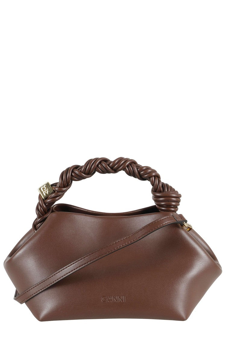 Ganni Chocolate Bou Small Hexagonal Braided Strap Recycled Leather Tote