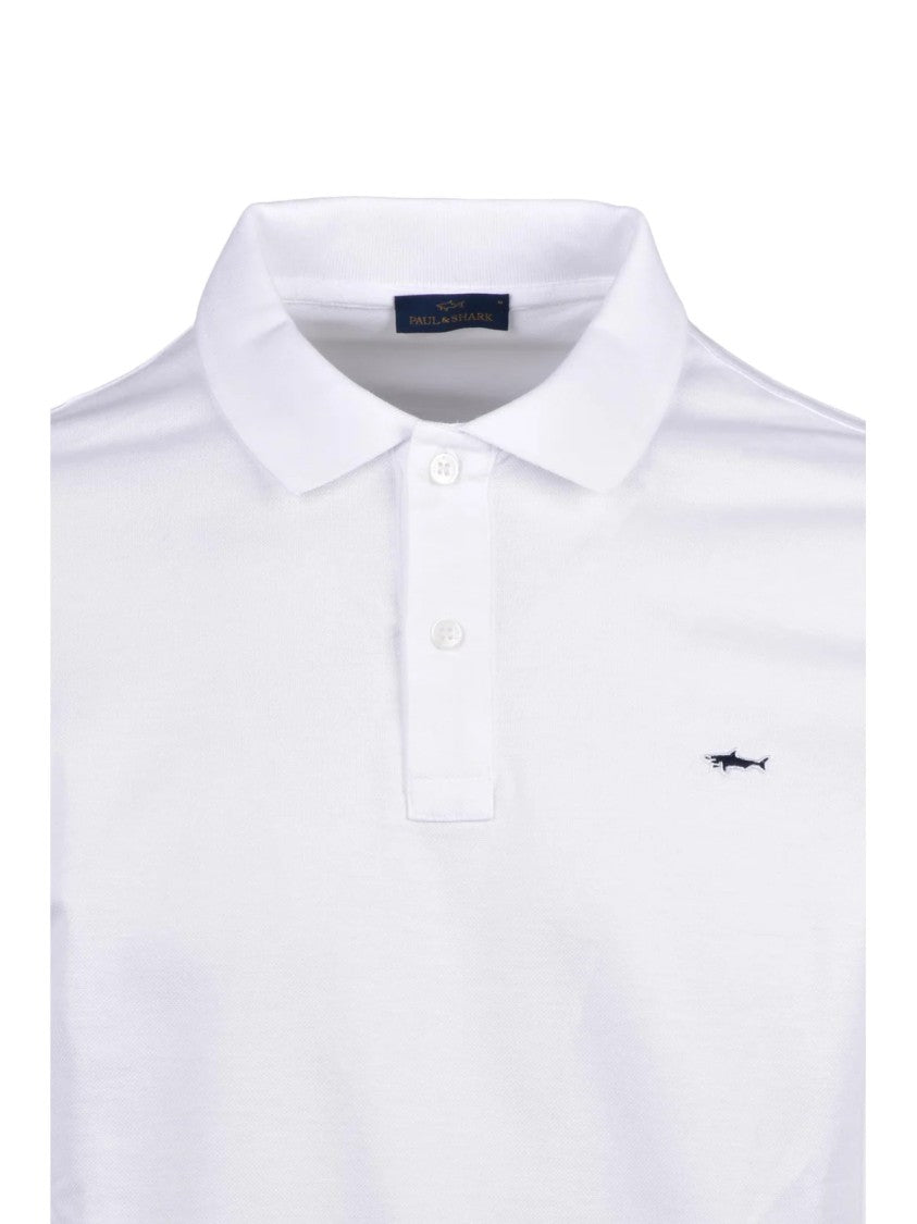 Paul & Shark White Cotton Embroidered Polo Shirt